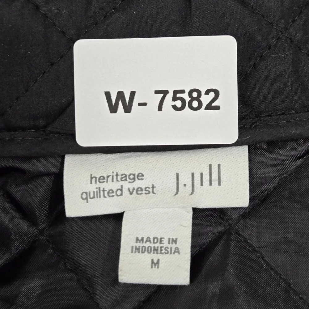J Jill Women Jacket M Black Vest Heritage‎ Quilted Zipper Sleeveless